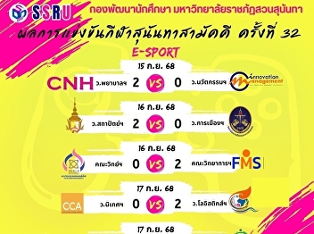 สรุปผลการแข่งขัน Esport
กีฬาสุนันทาสามัคคี ครั้งที่ 32